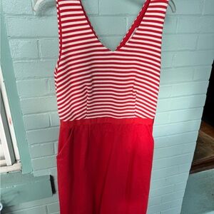 Boden Red and White Striped Dress size 12 Long